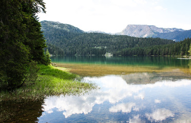 The landscape of the Black lake in Montenegro. Mountain landscape
