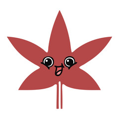 flat color retro cartoon autumnal leaf