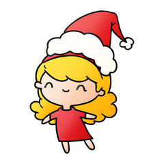 christmas gradient cartoon of kawaii girl