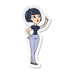 sticker of a cartoon woman asking question