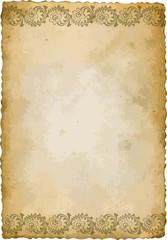 old grunge background with floral border