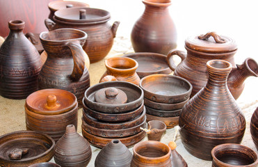 Сlay products: pots, plates and jugs