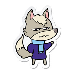 sticker of a cartoon annoyed wolf
