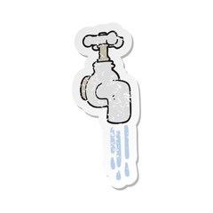 retro distressed sticker of a cartoon running faucet