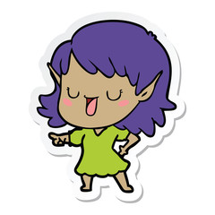 sticker of a cartoon elf girl