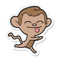 sticker of a funny cartoon monkey running
