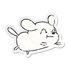 distressed sticker cartoon kawaii of a cute dog