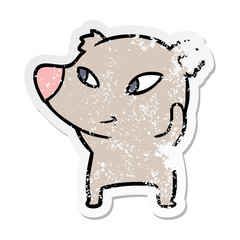 distressed sticker of a cute cartoon bear