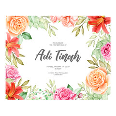 beautiful watercolor floral and leaves wedding cards