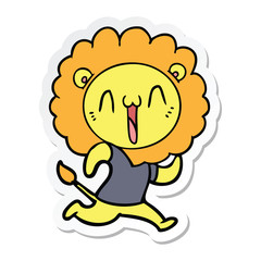 sticker of a happy cartoon lion