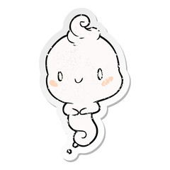 distressed sticker of a cartoon ghost