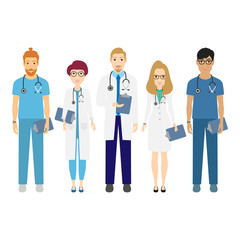 Hospital medical staff team doctors nurses surgeon vector illustration