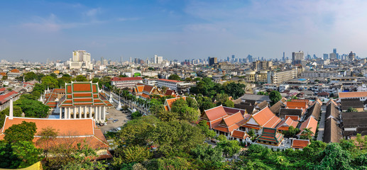Fototapeta na wymiar Panoramic view from the Golden Mount in Bangkok, Thailand