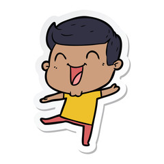 sticker of a cartoon man laughing