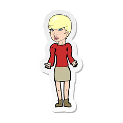 sticker of a cartoon confused woman
