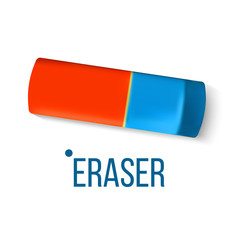 Eraser Stationery Vector. Blue Orange. Mistake Fix. Education Design. Classic Rubber Realistic Isolated Illustration