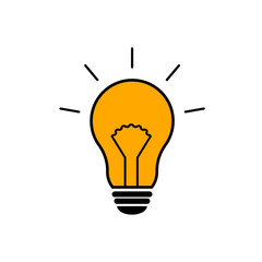 Fototapeta na wymiar Flat design of light yellow bulb icon. Idea concept. Vector illustration. Isolated