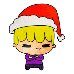 christmas textured cartoon of kawaii boy