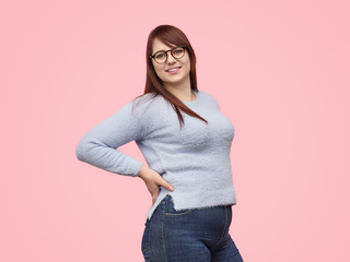 Contemporary plump girl in casual outfit 