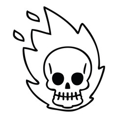 quirky line drawing cartoon skull