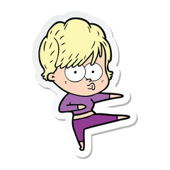 sticker of a cartoon woman