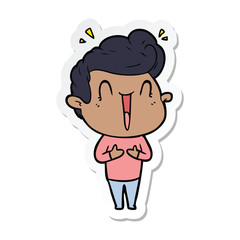 sticker of a cartoon excited man
