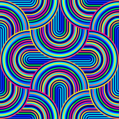Crazy curves - tangled geometric pattern with bright neon colors.