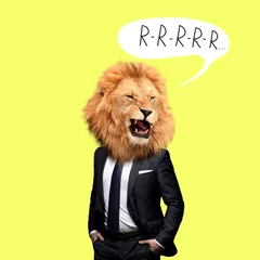 Gordijnen Hedendaagse kunstacademie, man in de vorm van een leeuw © liza