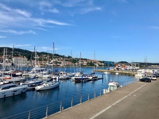 Fototapeta na wymiar View of the harbour in Sanxenxo Galicia Spain