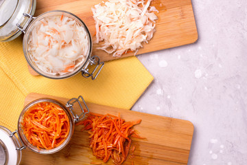 Jars of fermented vegetables.