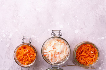 Jars of fermented vegetables.
