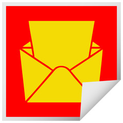 quirky square peeling sticker cartoon letter and envelope