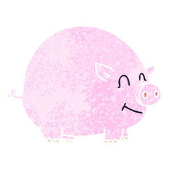 quirky retro illustration style cartoon pig