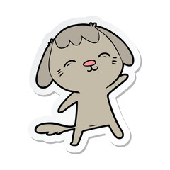 sticker of a happy cartoon dog