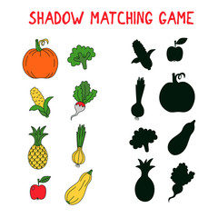 Shadow matching game with fruits and vegetbles