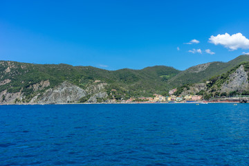 Fototapeta premium Italy, Cinque Terre, Monterosso, Monterosso al Mare, SCENIC VIEW OF SEA AGAINST BLUE SKY