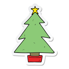 sticker of a cartoon christmas tree