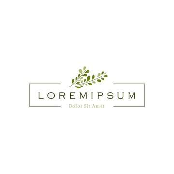 horizontal rectangle rectangular tree branch leaf logo vector icon emblem illustration