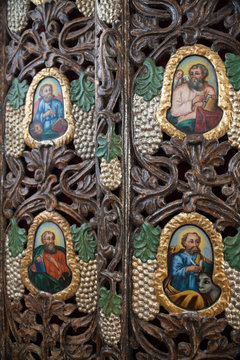 Part of the ancient Christian gilded royal doors.
