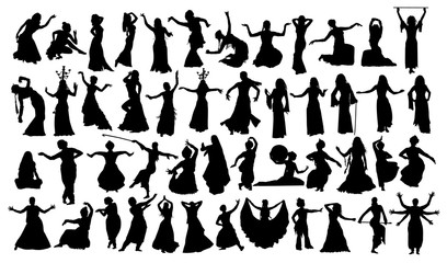Big Set of oriental dance silhouettes set