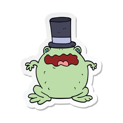 sticker of a cartoon toad wearing top hat