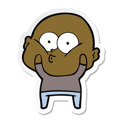 sticker of a cartoon bald man staring