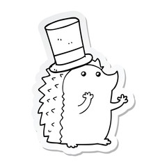 sticker of a cartoon hedgehog wearing hat