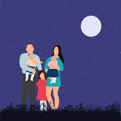 Obraz premium vector, isolated, family evening in the park, flat style