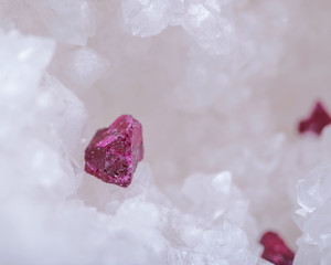 Top quality A grade small rough RUBY crystals from Tanzania on crystalline druzy center of clear...