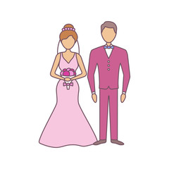 Fototapeta premium Bride and bridegroom color icon