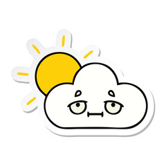 sticker of a cute cartoon sunshine and cloud