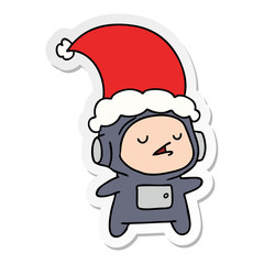 christmas sticker cartoon of kawaii astronaut