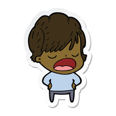 sticker of a cartoon woman talking