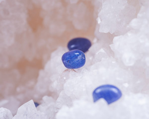 Soft blue violet TANZANITE extra quality beads from Tanzania on crystalline druzy center of clear...